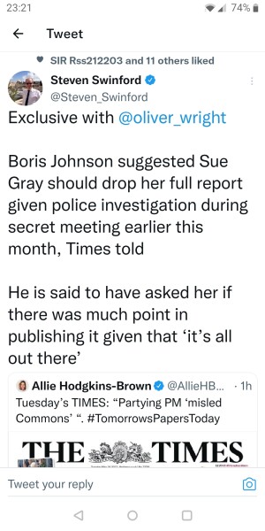 Boris Johnson, FPN's, and Sue Gray report due.  Thread 5