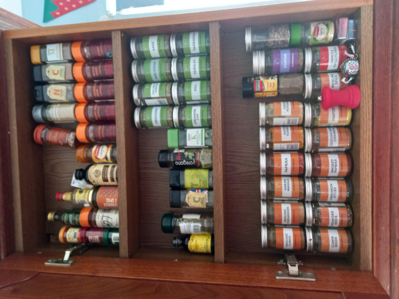 Show me how you store your herbs and spices?