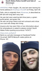 Missing 26 year old Cardiff and Swansea