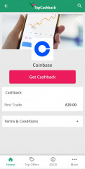 Topcash back coin base free £20 cash back + £5 from coin base