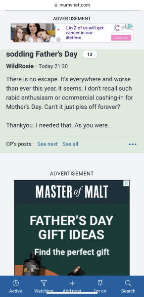 Fed up - utterly - with hearing about sodding Father's Day