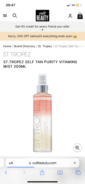 St tropez bronzing water face mist