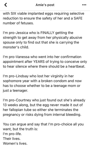 "You can argue and say that I'm pro-choice all you want..."