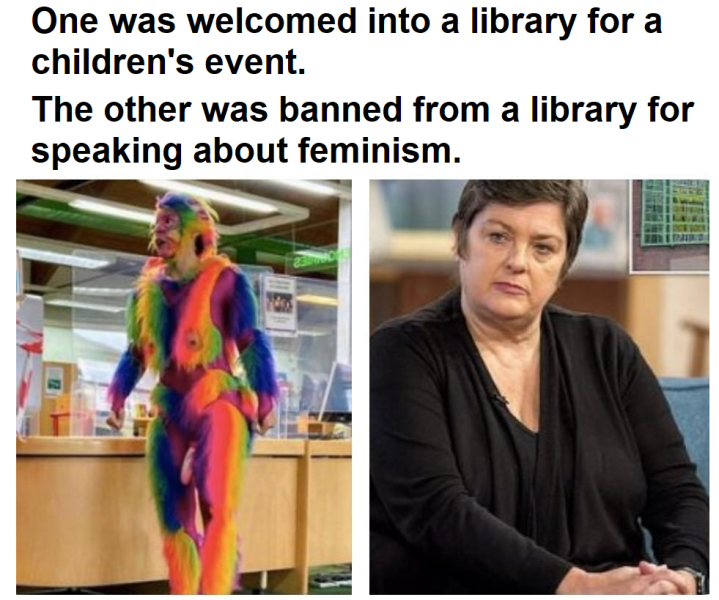 Nottingham library cancel a women’s group because of a name confusion. 