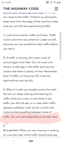 Were we wrong to cross the road in this way?