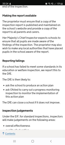 What happens when an independent school gets RI from ofsted?