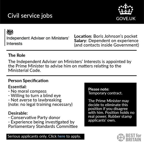 Boris Johnson, parties and the loss of the Ethics Adviser, part 7