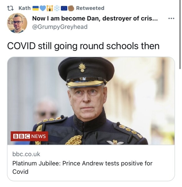 So Andrew has tested positive for Covid  - yeah right. 