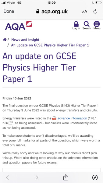 GCSE Physics AQA - Today