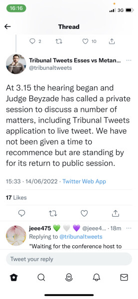 James Esses - Employment Tribunal starts Tues 14 June