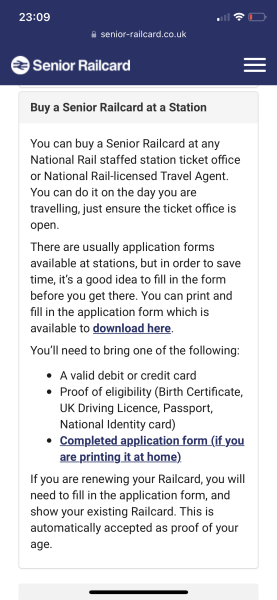To be annoyed that it's impossible to buy a senior railcard