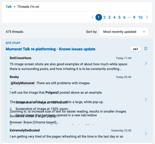 Mumsnet Talk re-platforming - Known issues update 