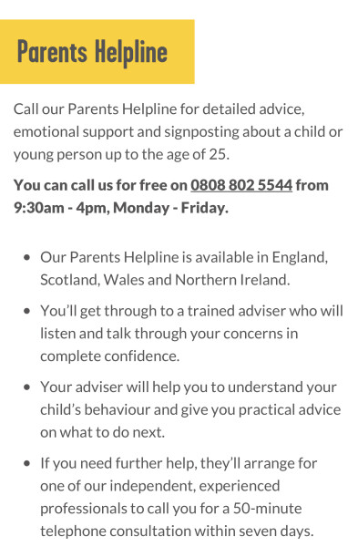 Best helpline for parents?