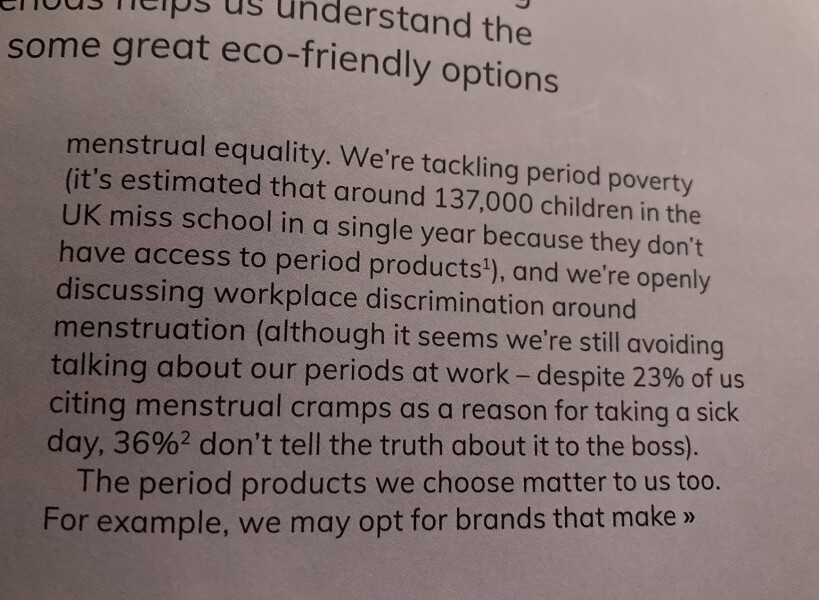 Ocado magazine - eco period options