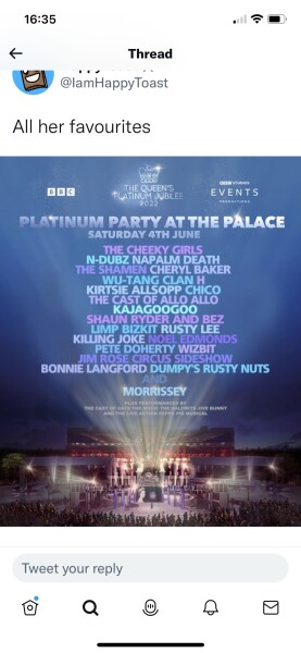 Platinum party at the palace : bbc one 7.30 pm