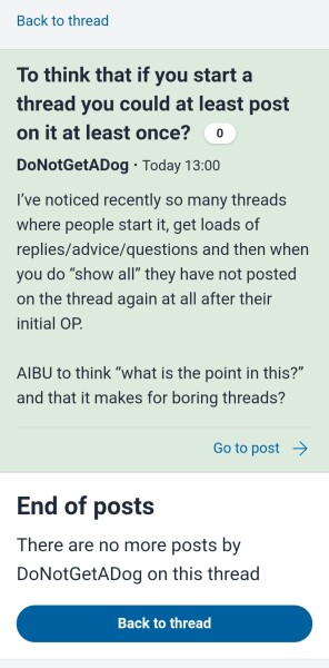 To think that if you start a thread you could at least post on it at least once?