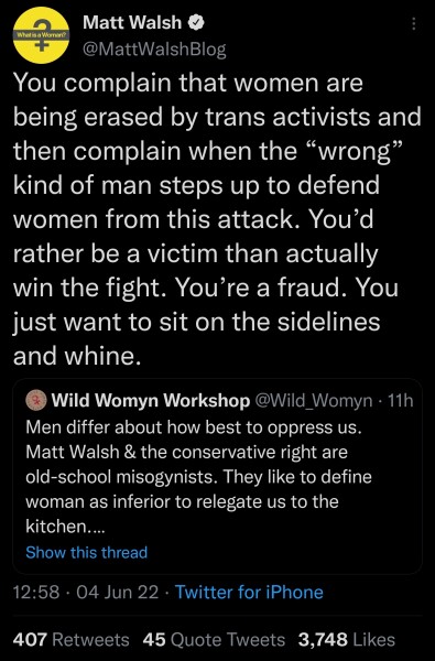 Matt Walsh Thinks He's Leading the Woman's Movement