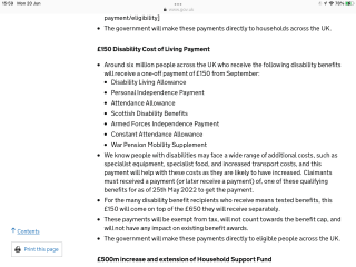 £150 Disability Payment. Is it one per household or one per claimant? 