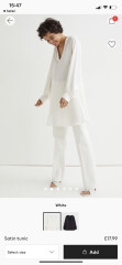 Need outfit to cover 3 month pregnant tummy, and in WHITE