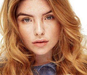 Dewy, glowy skin on a pale red-head