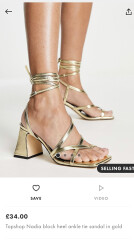 Block Heel Gold Sandals