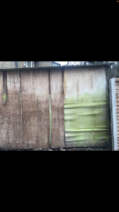 How to keep this shed wall upright a little longer - plastic cladding?