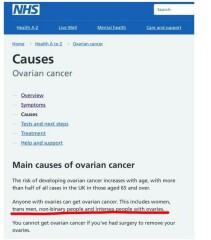 NHS has erased women from ovarian cancer guidance