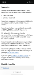 Cost of living £650 and tax credits 