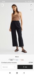 Wide leg trousers (or cropped but wide)but cheap