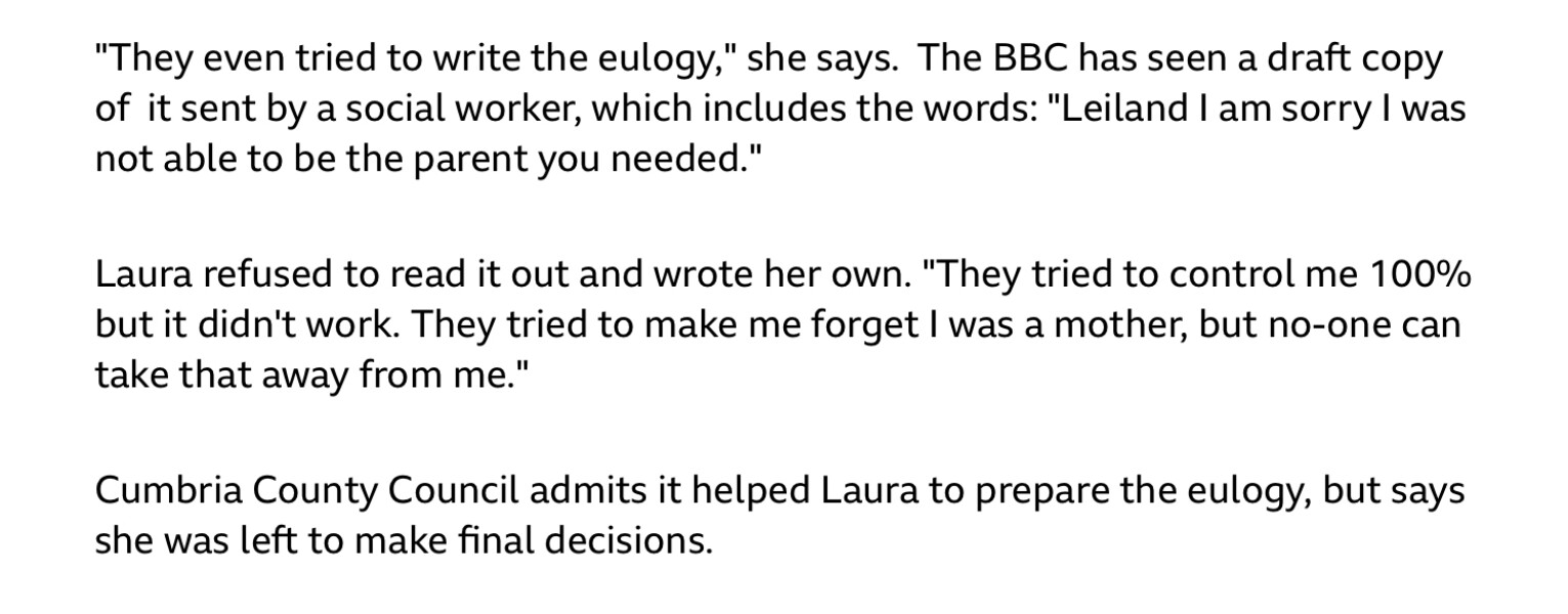 Laura Corkill - Her Son's Eulogy