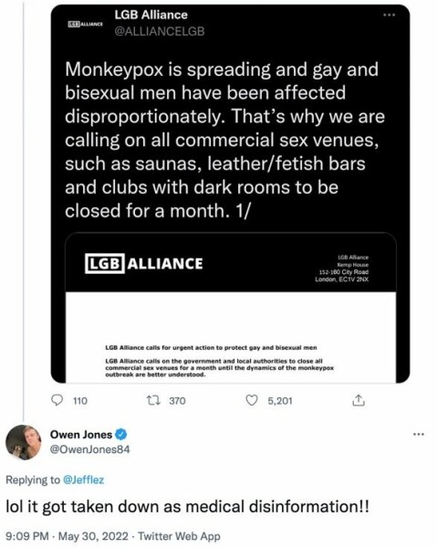 LOJ and monkeypox. Knows what a man is