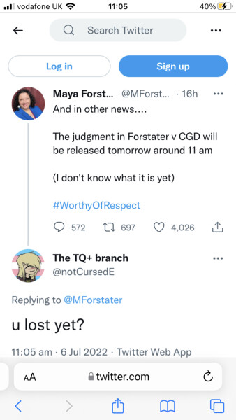 Forstater judgment tomorrow 