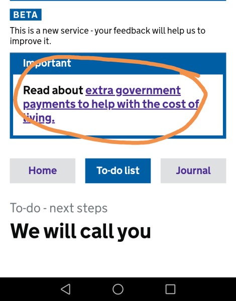 Payment from government