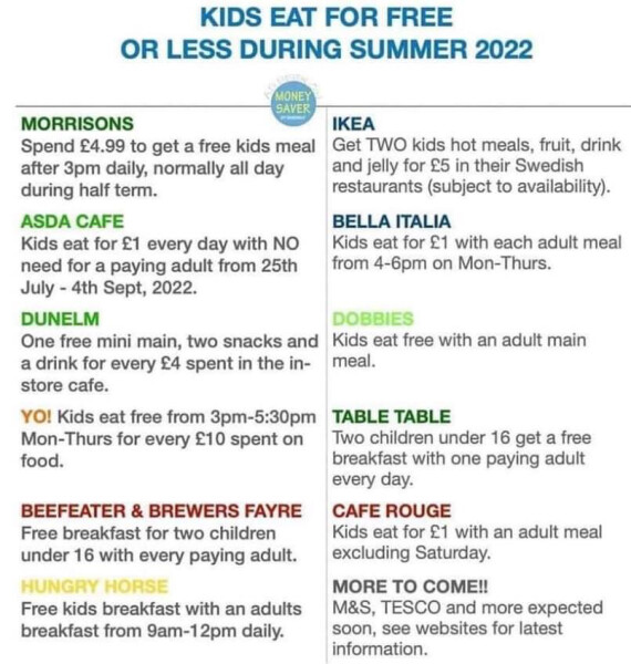 Free School Meals - summer holidays reduction 