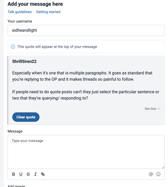 To ask people to please not quote post the OP?