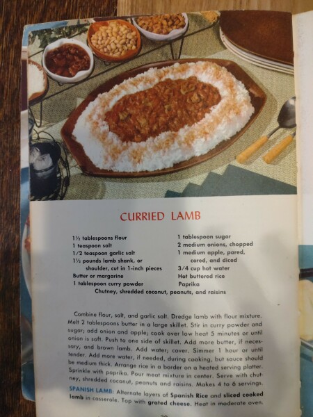 Homemade curries in the 70s.