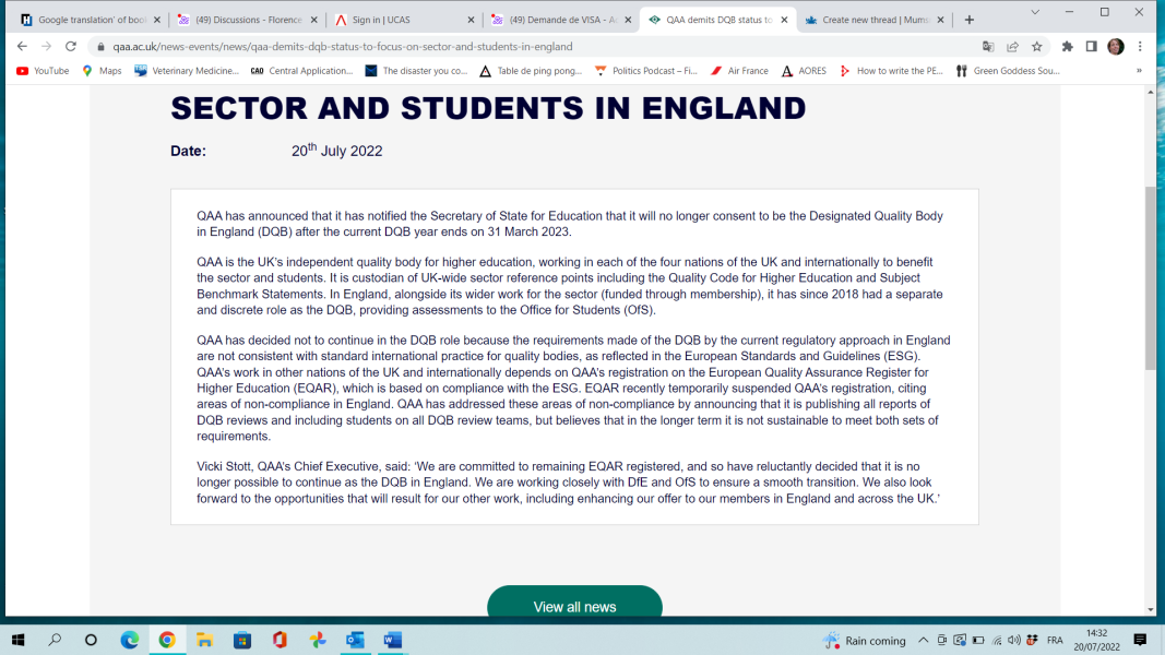 What does this mean for HE in England? QAA announcement