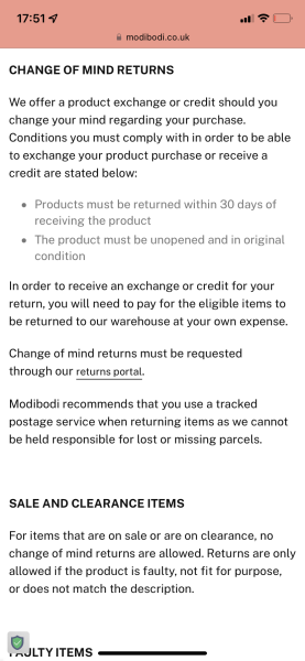 To think items in a sealed box where you cannot see the items should be able to be returned online ??