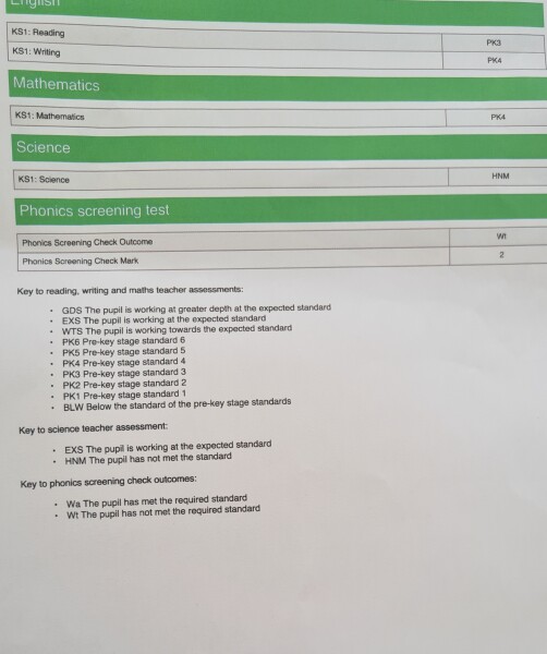 What does this mean (pic)  teacher assessment report 