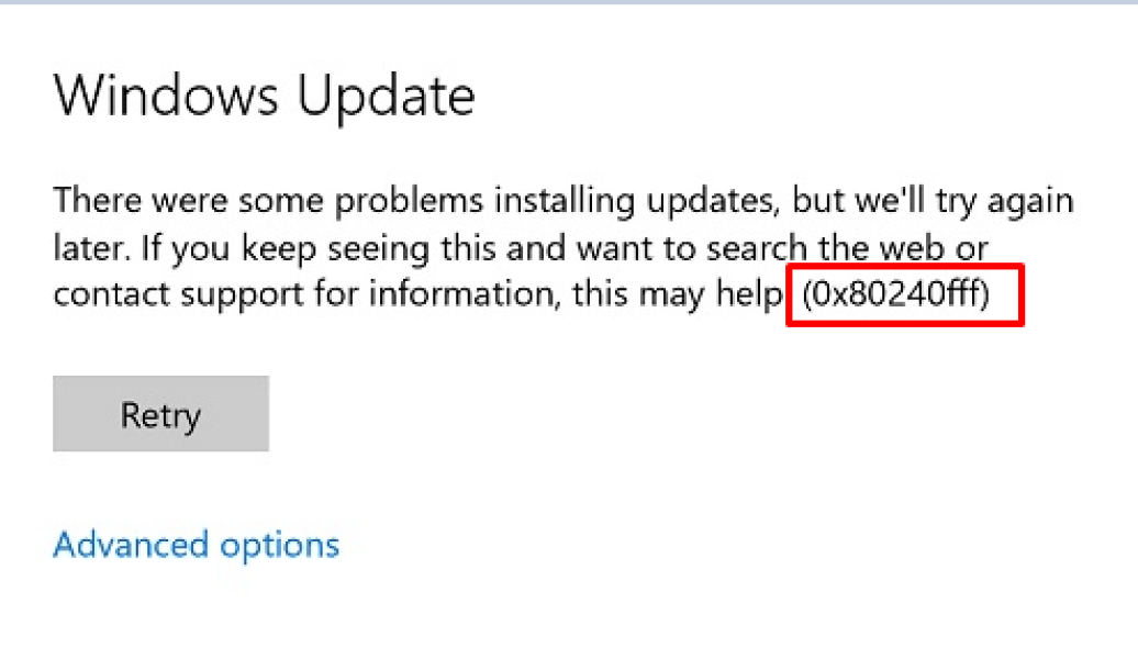 Windows 10 Not Update Error Code 0x80240fff