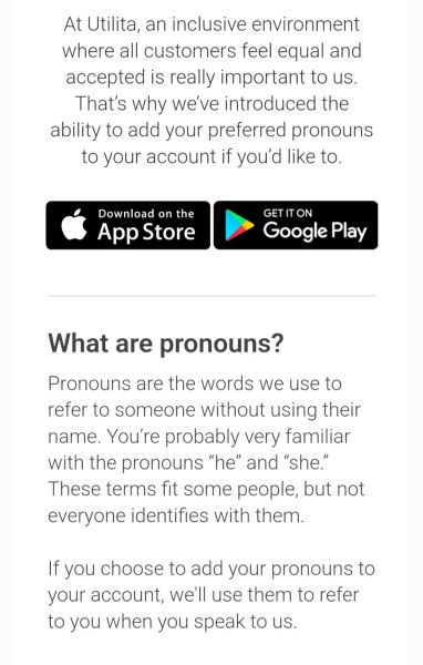 Utility company - pronouns 