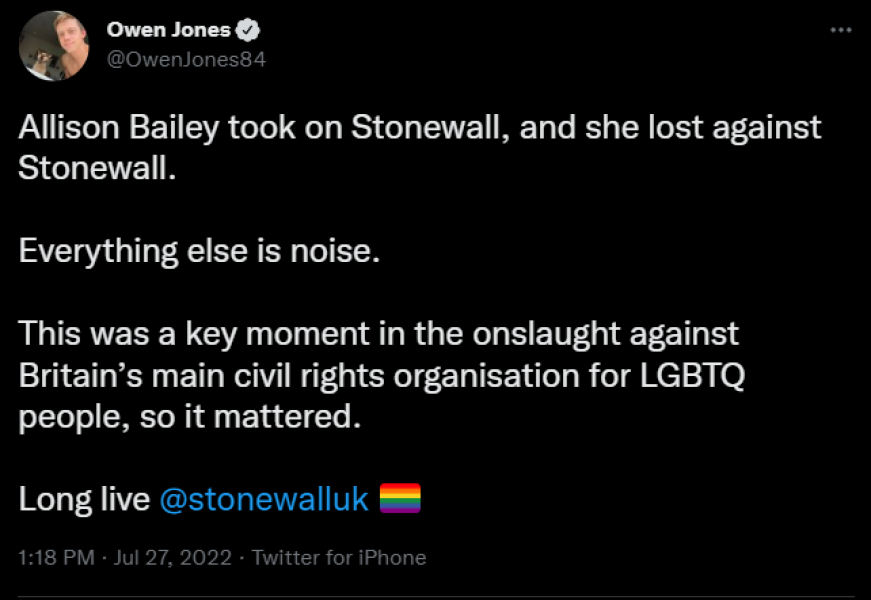 Allison Bailey v Stonewall - Employment Tribunal hearing Thread 18