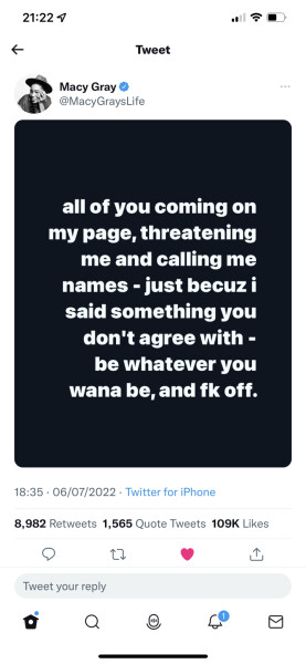 Macy Gray has capitulated