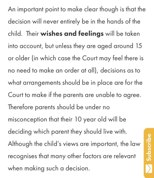 When do courts listen to kids wishes?