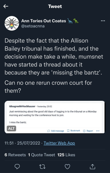 Allison Bailey v Stonewall - Employment Tribunal hearing Thread 18