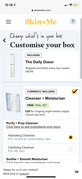 Skin & me trial, £3.50