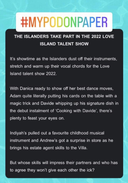 Love Island thread 8..."while I'm gone...I don't want peace, I WANT PROBLEMS!"