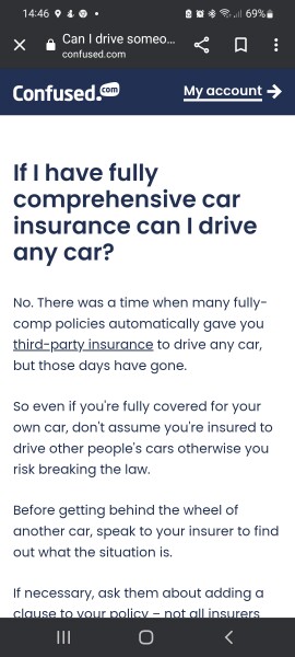 Sister in law driving uninsured my husbands car