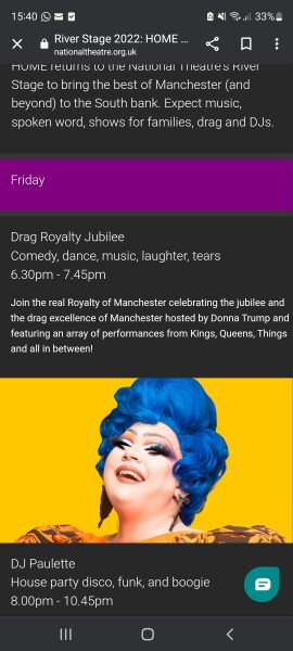 Drag queen banned by National Theatre