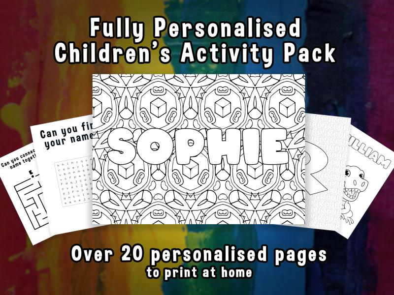 Fully personalised activity packs to print at home
